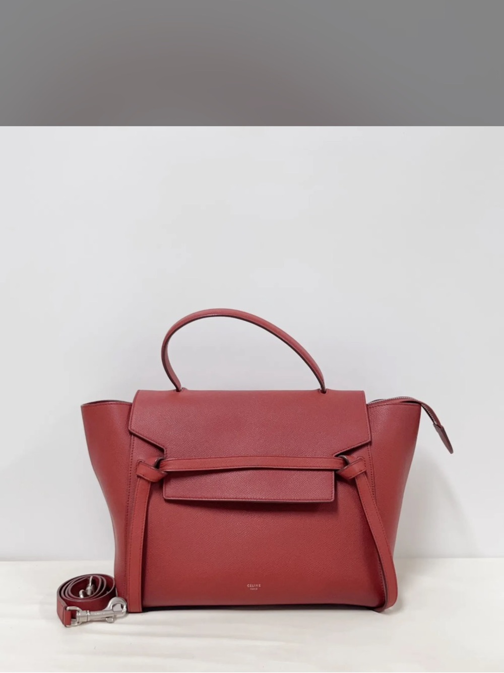 Celine belt bag Leather Top-Handle Satchel Bag in Brick Red